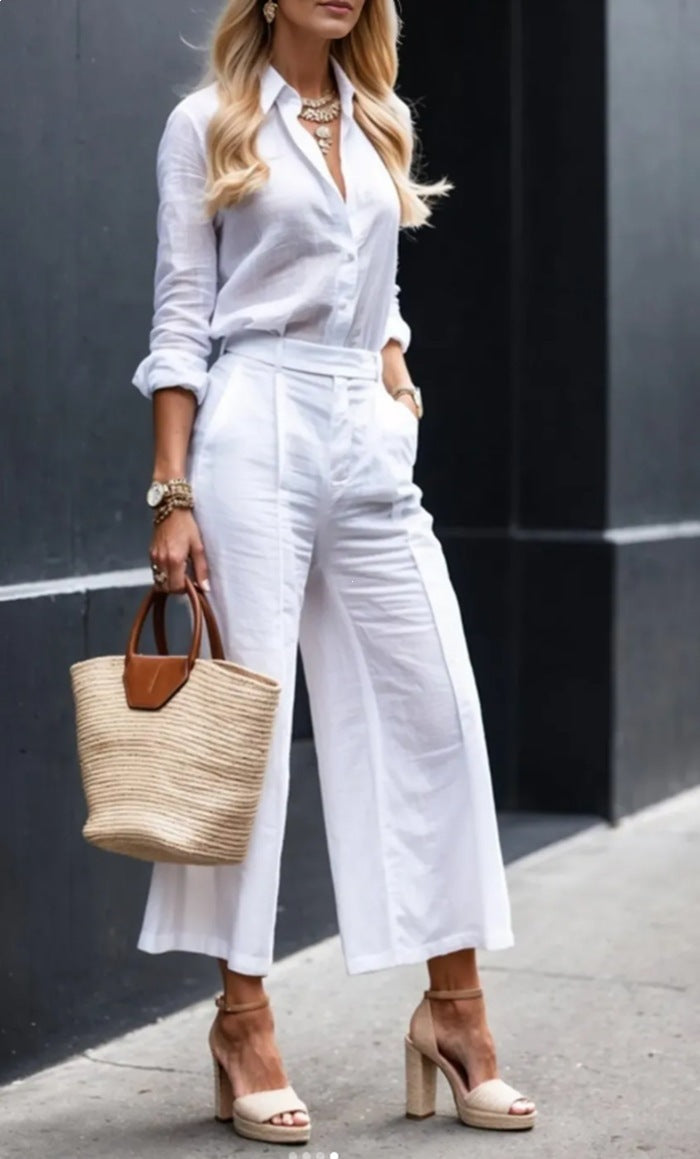 Women's Long Sleeve Top & Loose Fit Pants Two-Piece Outfit Set