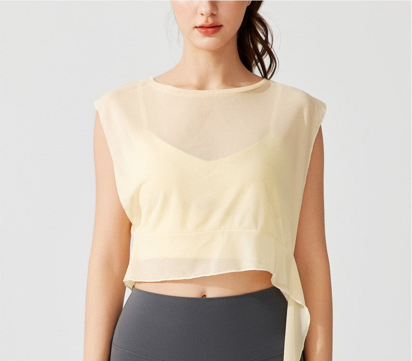 Sports Vest Summer Gym Mesh Sleeveless Pilates Crop Top