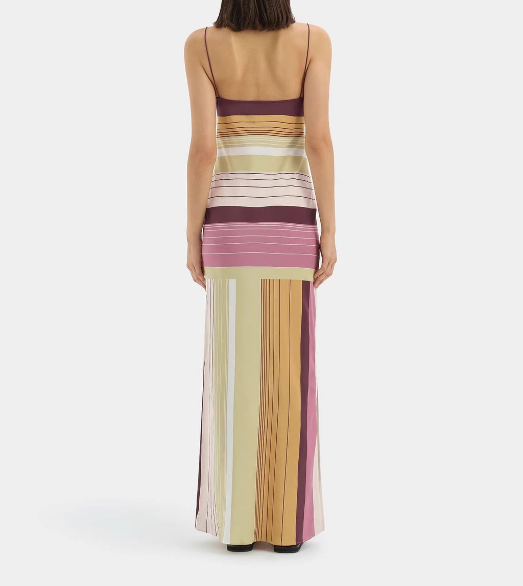 Color-Block Backless Striped Dress for Women – Sleeveless Casual Summer Dress