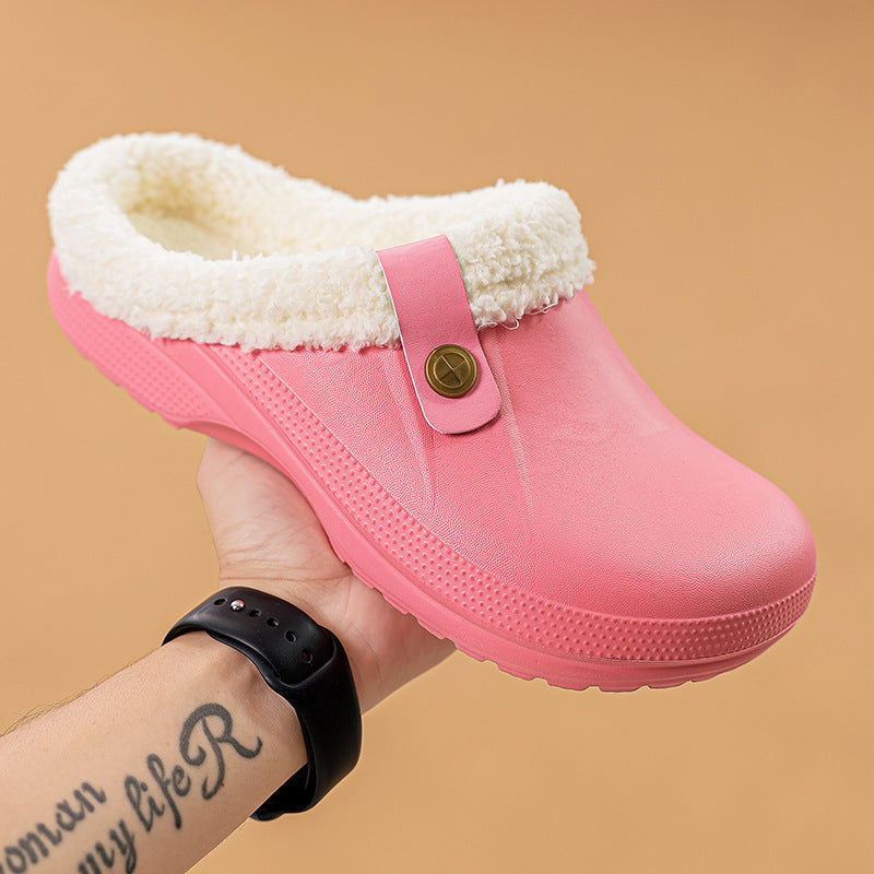 Autumn & Winter Couple Baotou Cotton Slippers - Warm Home Clogs for Men & Women