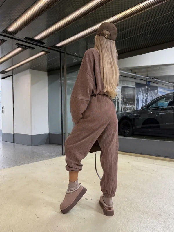 Women's Solid Color Casual Commuter Two-Piece Set