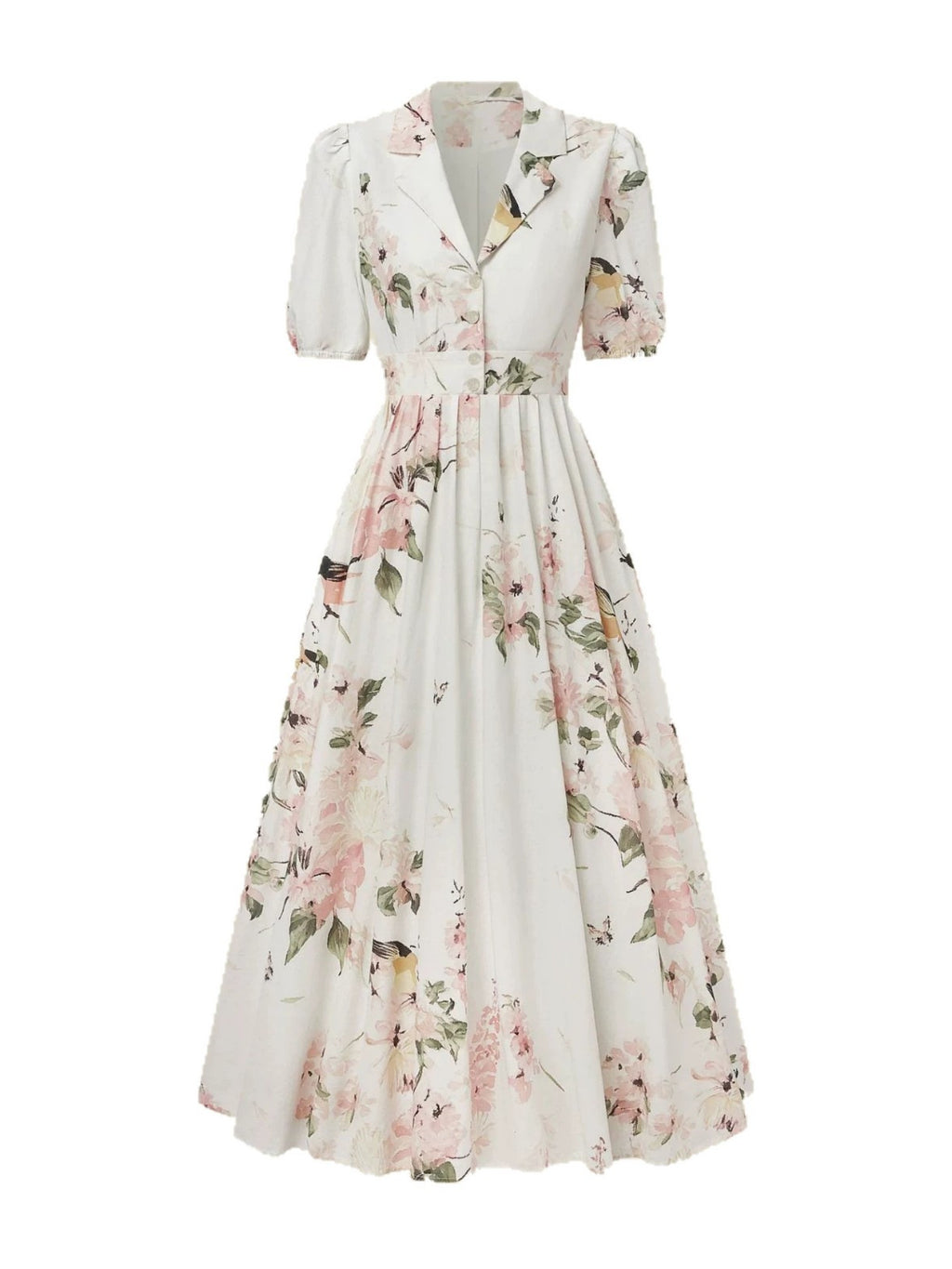 Women's Summer Printed Short Sleeve Waist-Cinching Flared Maxi Dress Elegant Casual Long A-Line Dress for Daily Wear, Vacation,