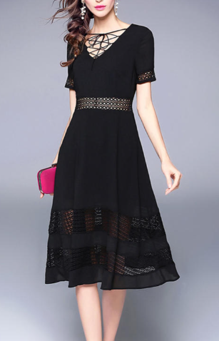 Womemn Stylish V Neck Party Dress