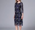 Embroidered Cheongsam Dress for Women – Elegant Summer Mother’s Dress, Modified Chinese Style Retro A-Line Lace Dress with Teard
