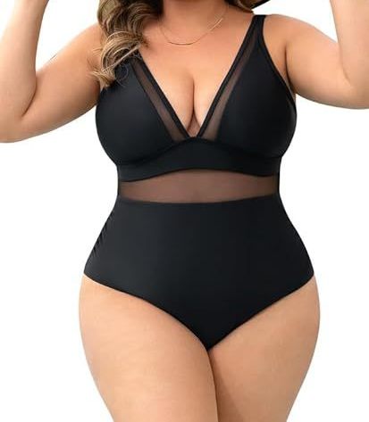 New Large Size Solid Color One-Piece Swimsuit with Chest Pads – Elegant High-End Women’s Swimwear - RAC25JP2661WPSW