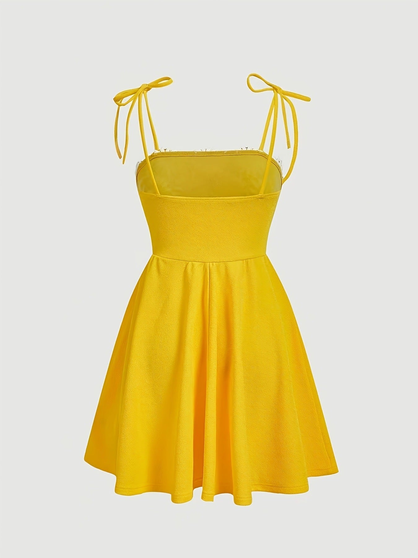 Women's Yellow Sundress with Daisy Embroidery – A-Line Sleeveless Summer Dress for Vacation, Casual Wear and Beach Outfits