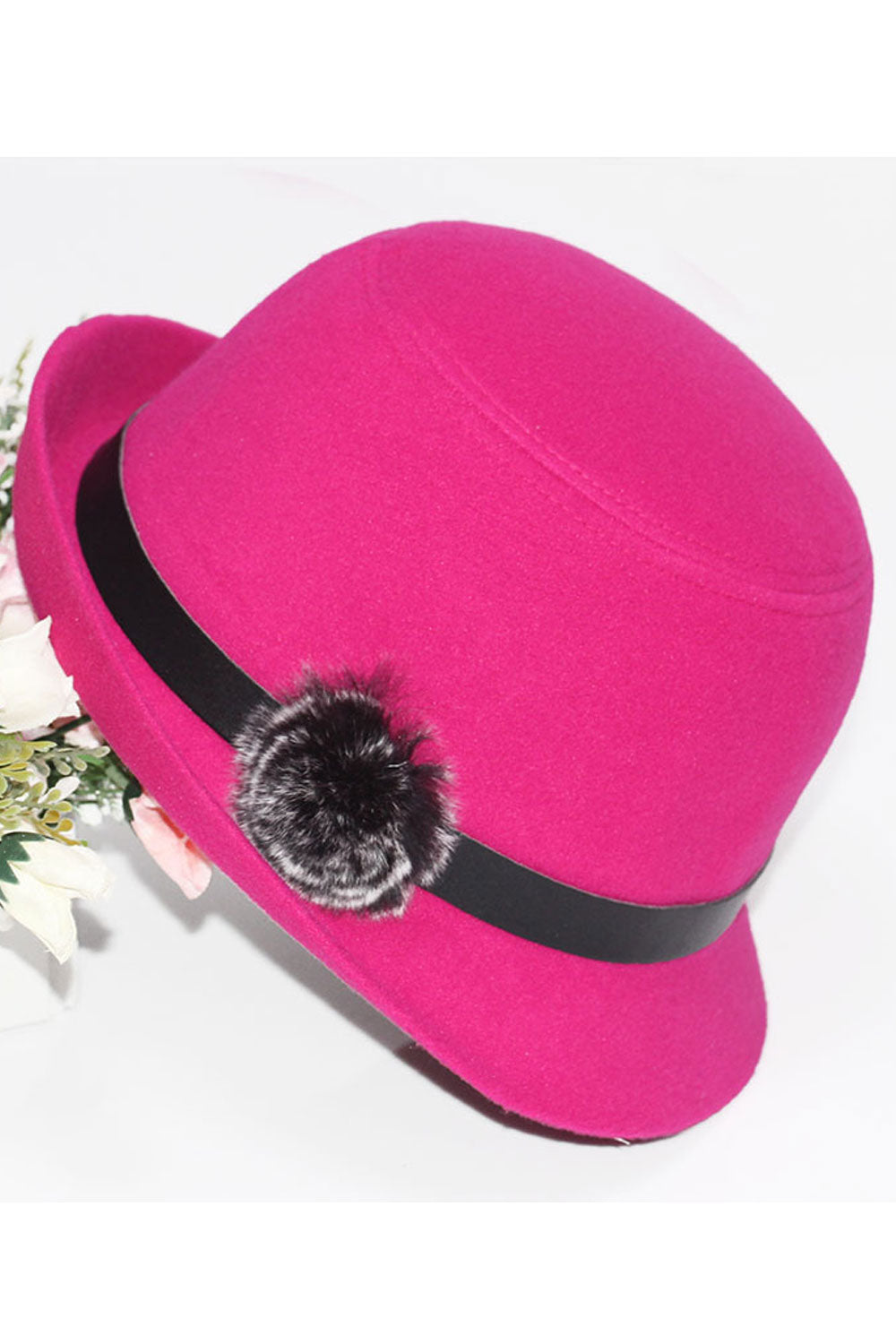 Women Cute Hairball Decoration Cold Protection Beret Hat