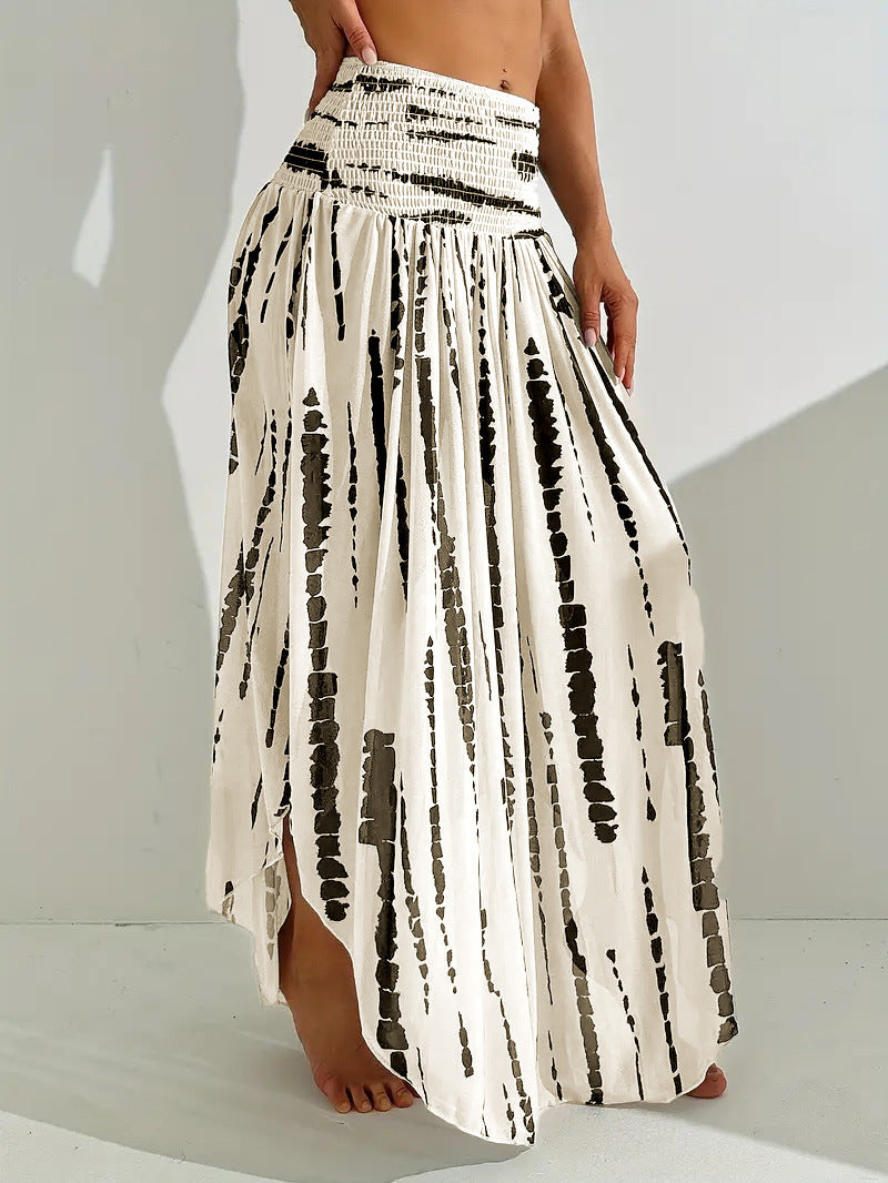 Women's Zebra Print Bohemian Irregular Hem Skirt Summer Casual Lightweight Flowing Midi Skirt