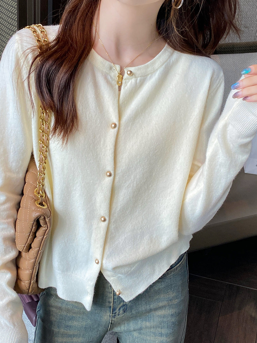 Women's Thin Knit Long Sleeve Cardigan - Gray Spring and Autumn Outerwear