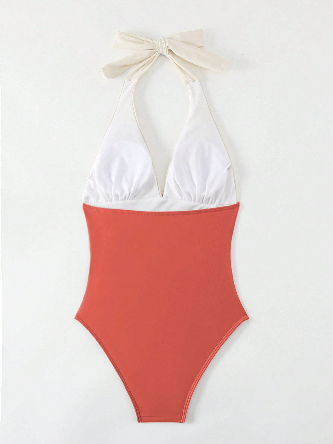 New Color-Matching Deep V Neck Backless One-Piece Bikini Swimsuit for Women