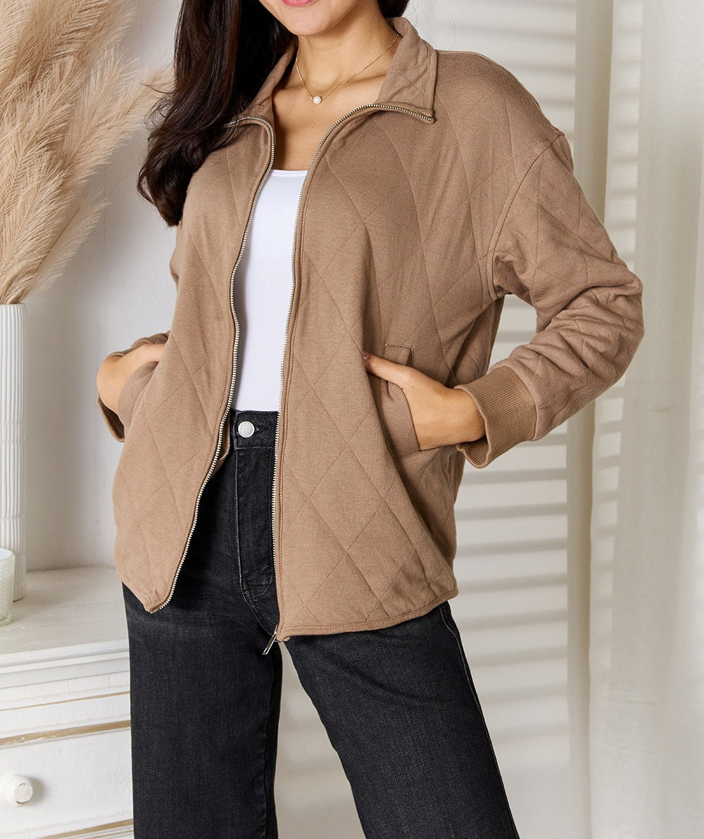 Women's Heimish Full Size Zip-Up Jacket with Pockets