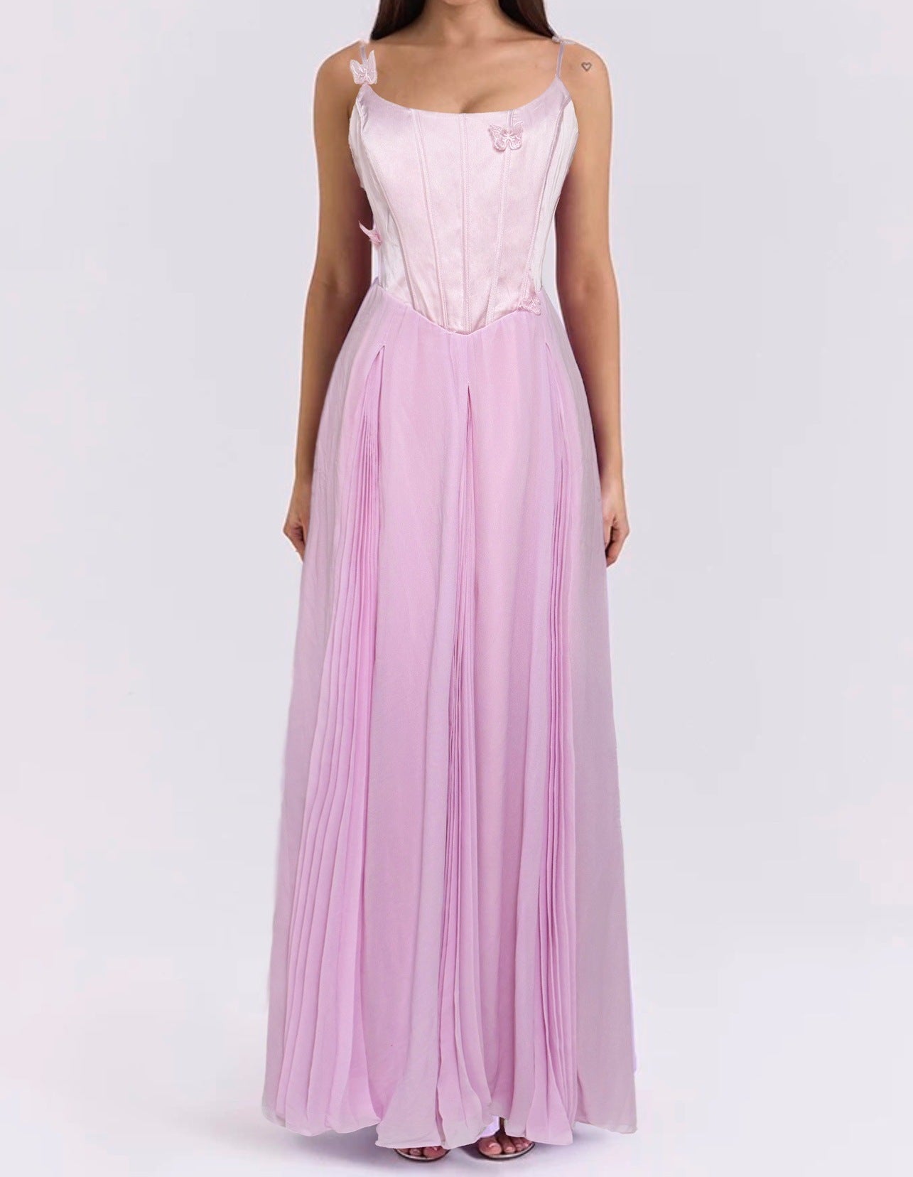 Women's Solid Color Butterfly Waist Detail Flared Swing Dress