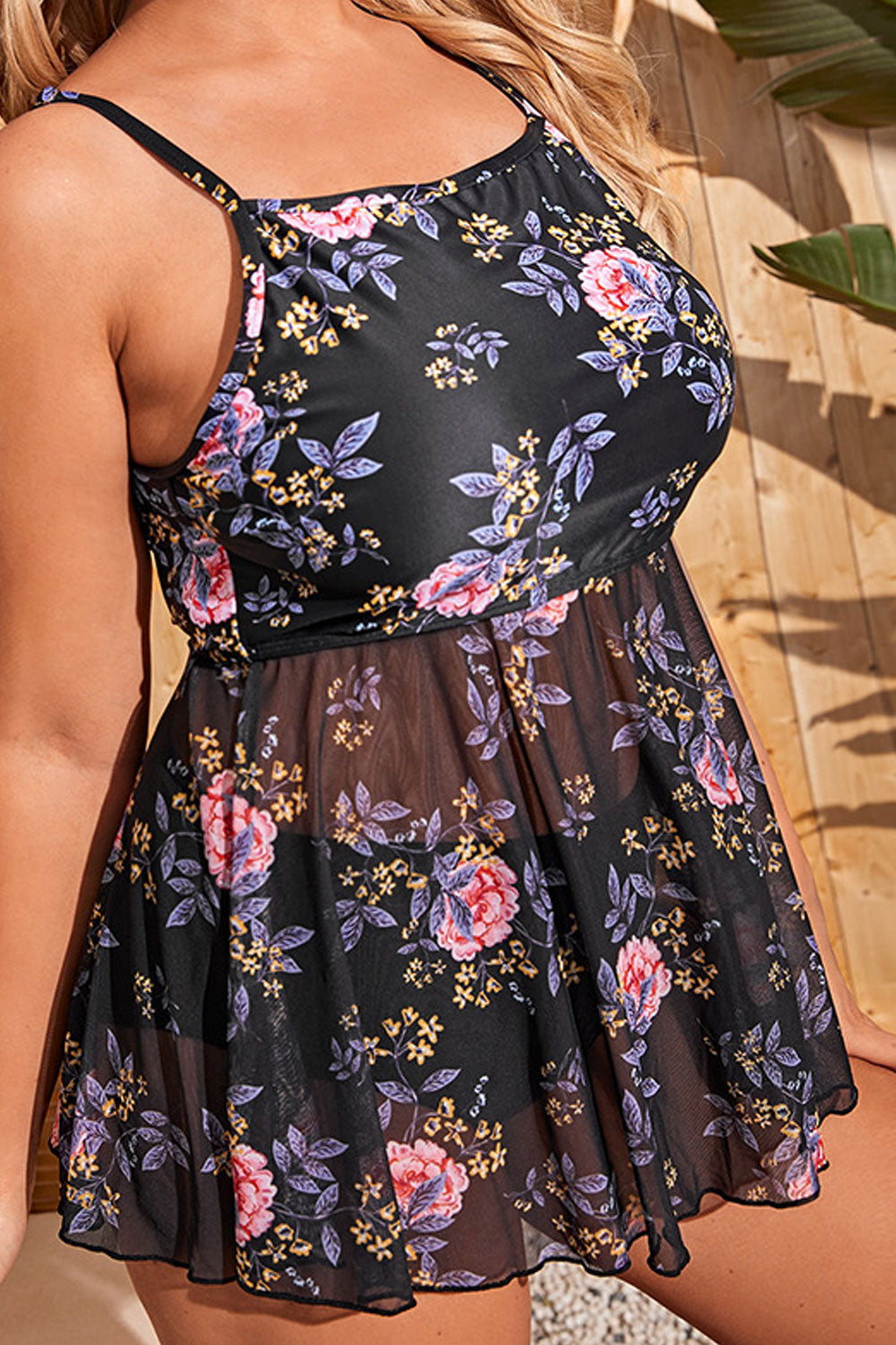 Women Plus Summer Printed Sleeveless Stylish Tight Swimsuit