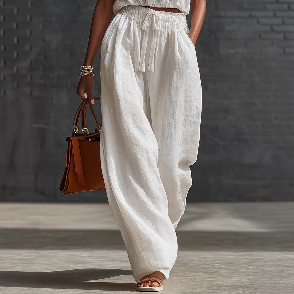 Women's Summer Casual Wide-Leg Pants Two-Piece Set
