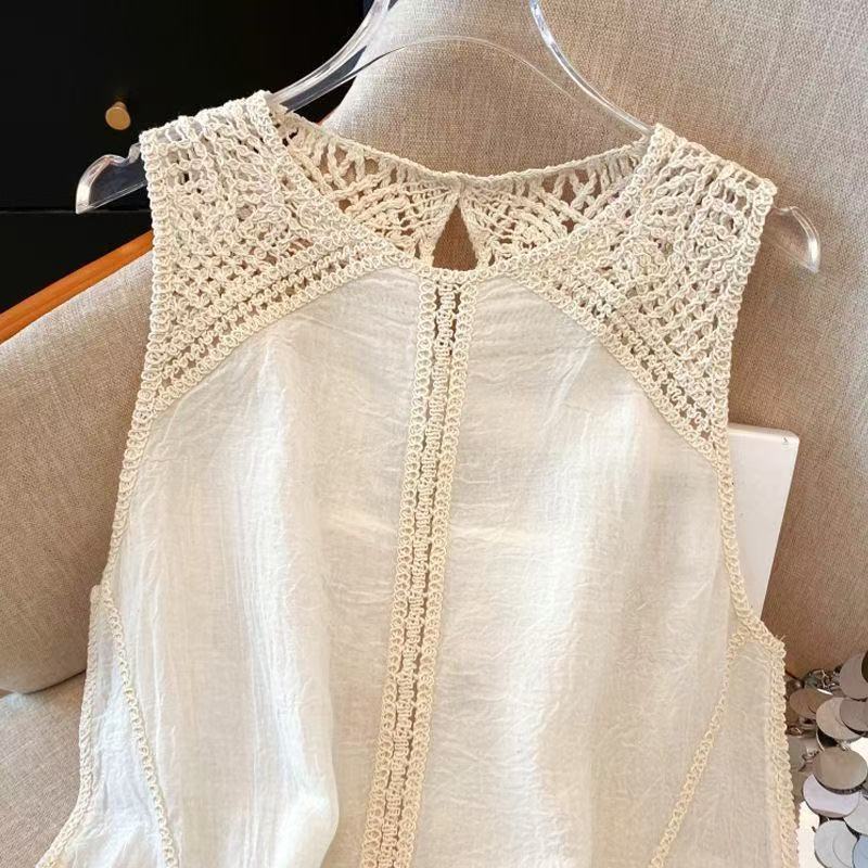 Youthful Hollow-Out Sleeveless Vest Top for Women – Casual Versatile Summer Layering Tank