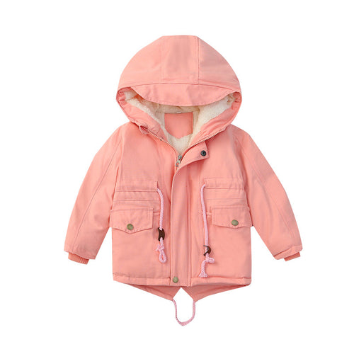 Children’s Hooded Swallowtail Winter Coat – Thick Cotton Velvet Jacket for Boys and Girls - RAC25JP3282GDRESS