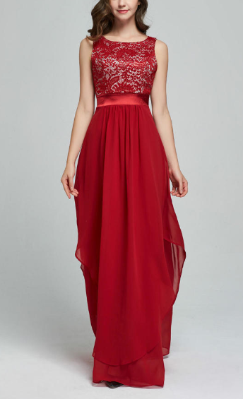Women Slim Long Prom Wedding Dress Red