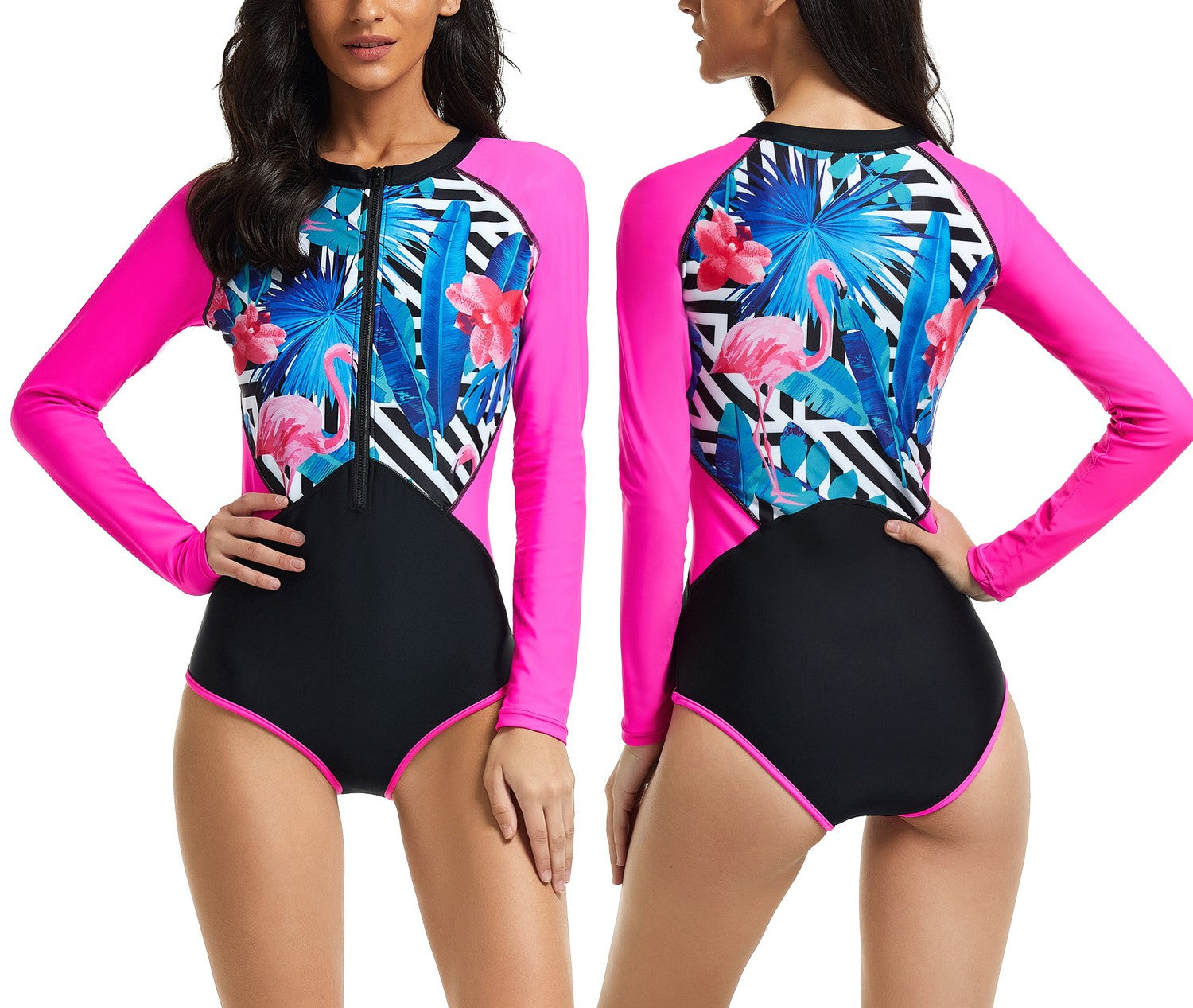 Women's swimsuit hot spring zipper long sleeve slim surfing diving suit swimsuit