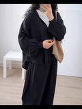 Lazy Style Women's Casual Cardigan & Solid Color Pants Two-Piece Set