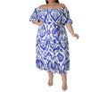 Summer New Style Printed Short-Sleeved Lace-Up Pleated High Waist Plus Size Dress