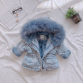 Girls’ Thickened Cotton-Padded Denim Jacket – Warm Fleece-Lined Winter Coat for Toddlers & Kids - RAC25JP3302BATOW