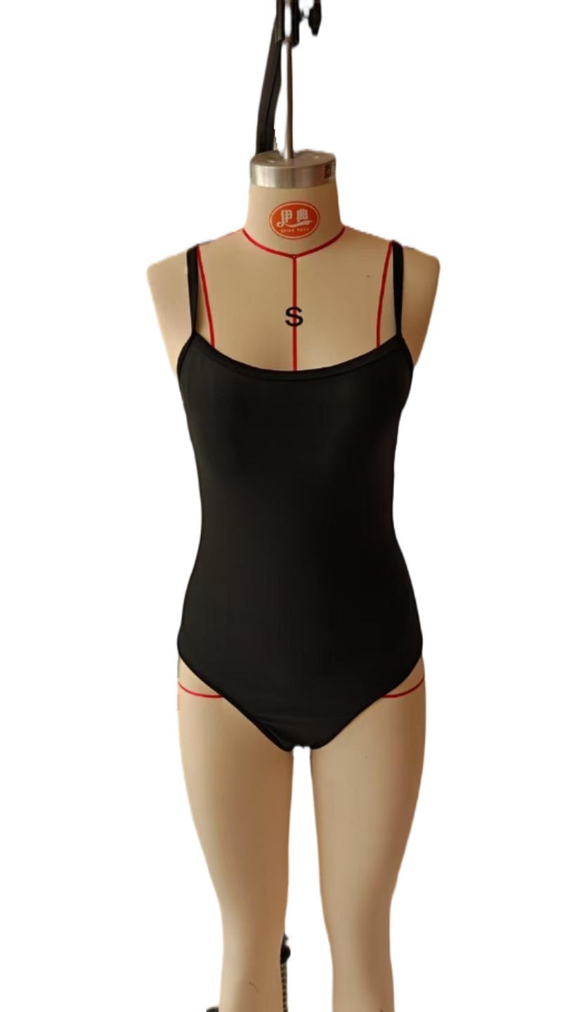 New Double Shoulder Strap Tube Top Bikini Backless One-Piece Swimsuit for Women