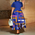 Women’s Summer Fashion Lapel Ruffle Sleeve Dress – Elegant Full Skirt African Print Plus Size Dress – Chic Temperament Casual &