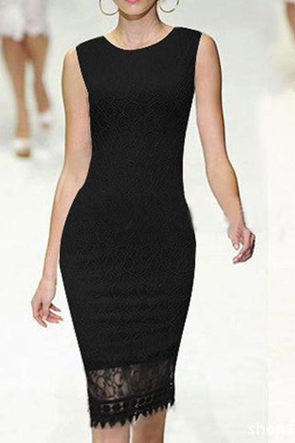Women's Midi Bodycon Dress Black