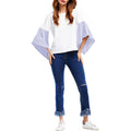Women Striped Long Sleeve Round Neck Pretty Casual Lightweight Shirt