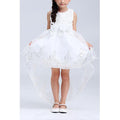 Kids Girls Elegant Sleeveless Round Neck Zipper Closure Tremendous Floral Lace Decorated Party Dress