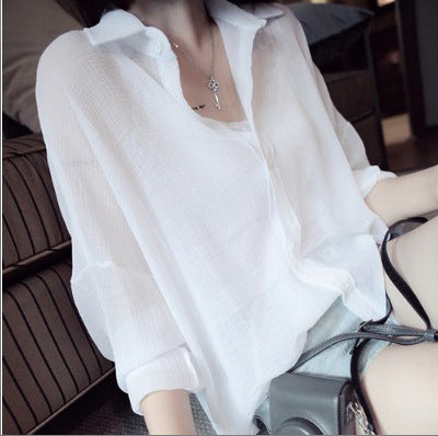 Women's Versatile Chiffon Lightweight Shirt - Loose Fit Air-Conditioning Layer