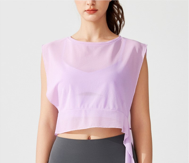 Sports Vest Summer Gym Mesh Sleeveless Pilates Crop Top