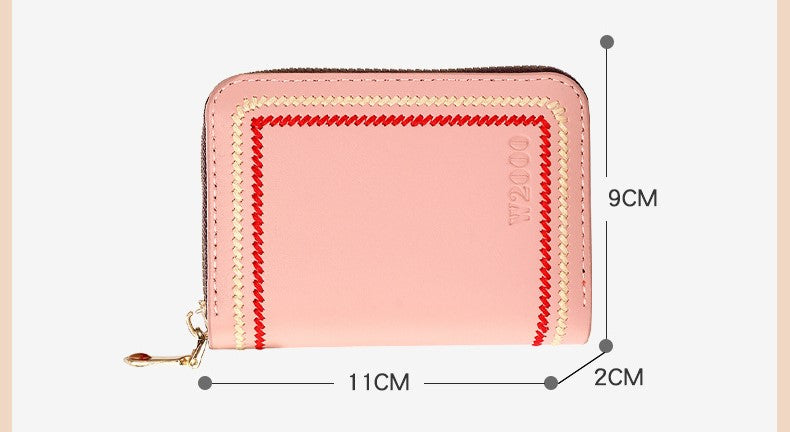 Embroidered Mini Card Holder for Women – Accordion Style Coin Purse with ID Slots, Large Capacity