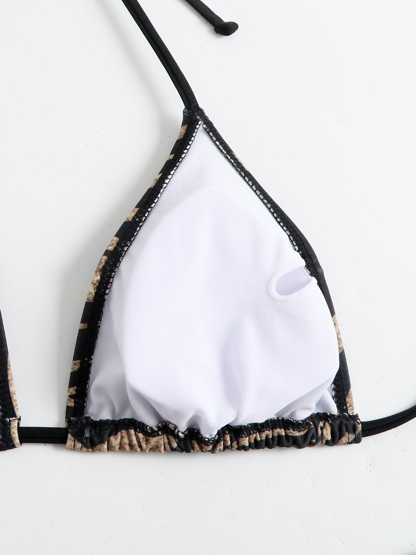 New Zebra Pattern Lace-Up Neck Triangle Bikini with Split Bottom