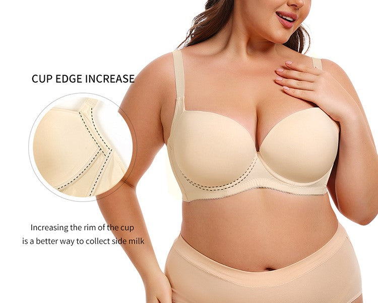 Plus-Size Smooth Seamless Push-Up Wired Bra with Adjustable Straps – Full Support Everyday Bra for Export