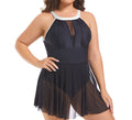 Women's One-Piece Halter Swimsuit Dress – Sporty Swimwear with Skirted Design - RAC25JP2606WPSW