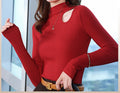 Women's Cut-Out Half Turtleneck Bottoming Shirt - Autumn Slim Fit Long Sleeve Inner Top