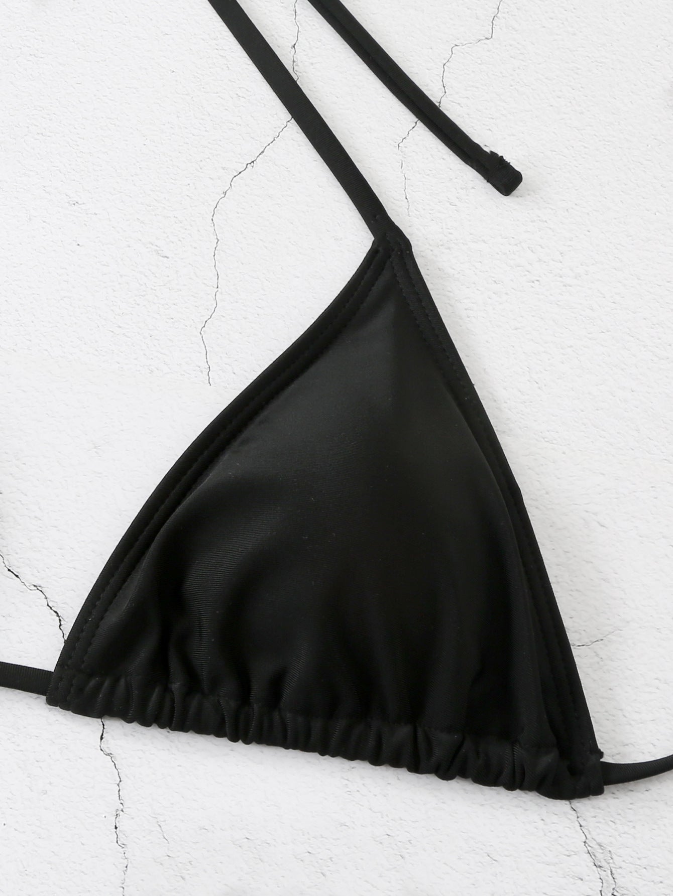 New Solid Color Lace-Up Neck Triangle Bag Bikini Split Swimsuit for Women
