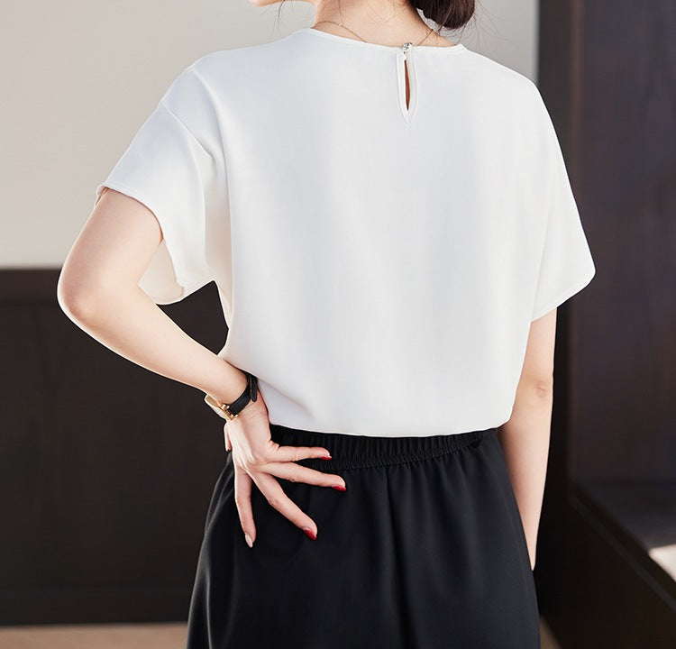 Women's Round Neck Elegant Summer Shirt - Lightweight Comfortable Daily Wear Top