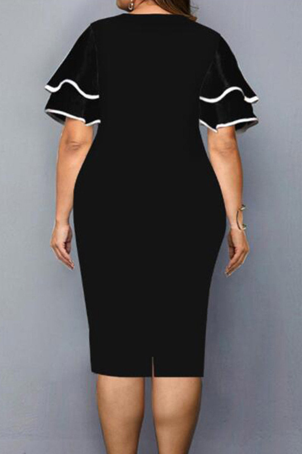 Women Plus Summer Ruffles Elegant Floral Print Bodycon Party Dress