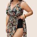Women’s Plus Size Swimsuit Dress with Skirt – Spring Beach Swimwear - RAC25JP2637WPSW