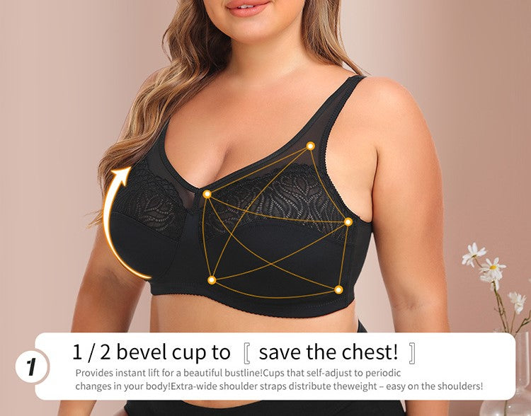 Lace Wire-Free Plus Size Bra for Women – E Cup Supportive Soft Underwear