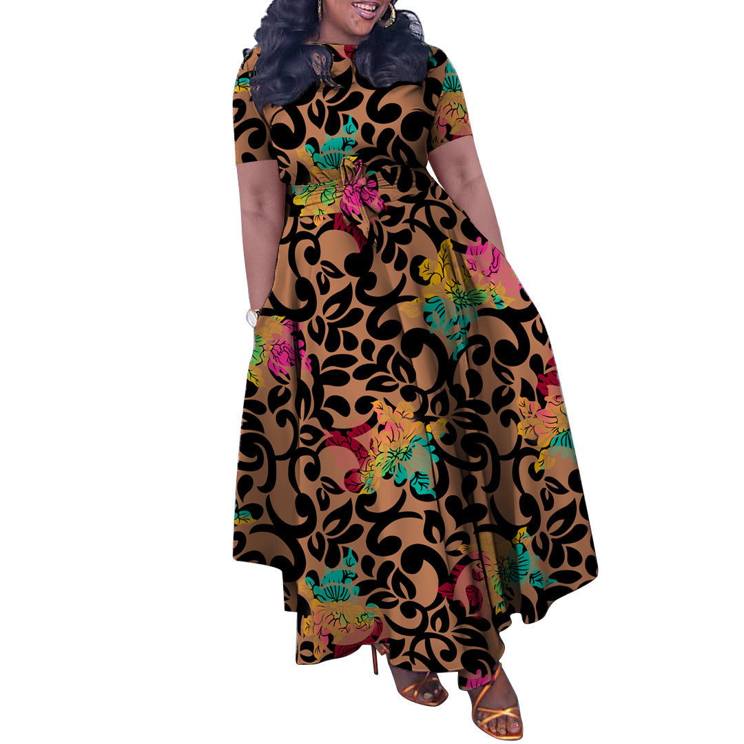 Spring & Summer Elegant Lace African Maxi Dress – Plus Size Long Skirt with Outer Layer