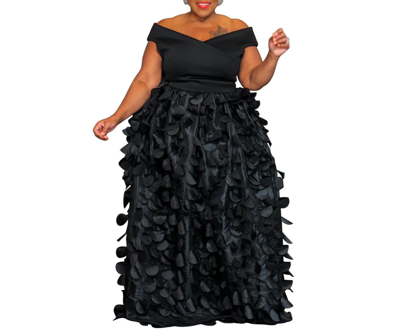Elegant Plus-Size High-Waisted Evening Gown – Slimming Formal Banquet Dress for Women