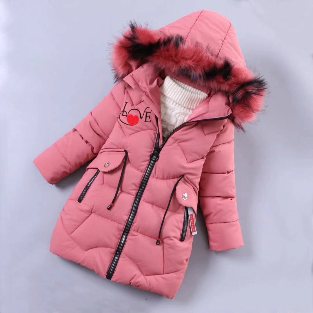New Winter Girls’ Cotton-Padded Coat – Thickened Medium-Length Jacket - RAC25JP3286GDRESS