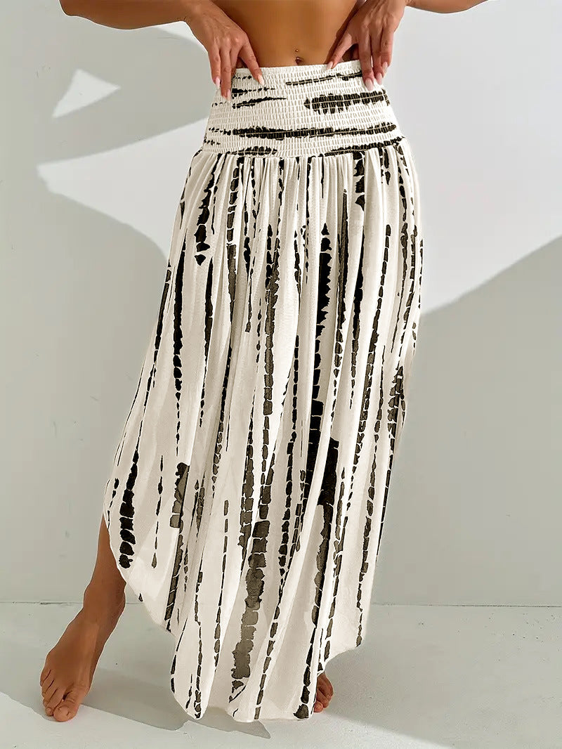 Women's Zebra Print Bohemian Irregular Hem Skirt Summer Casual Lightweight Flowing Midi Skirt