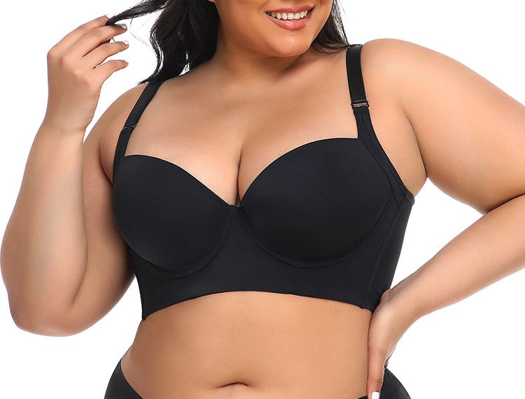 Push-Up Seamless Cup Vest-Style Sports Bra with Breast Support, Back Smoothing & Body-Shaping Design (Large Size, Longline Fit)