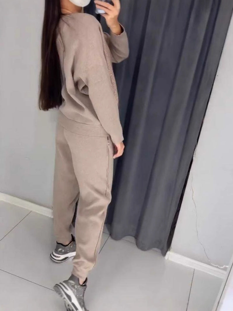 Women's Long Sleeve Round Neck Athletic 2-Piece Outfit Set