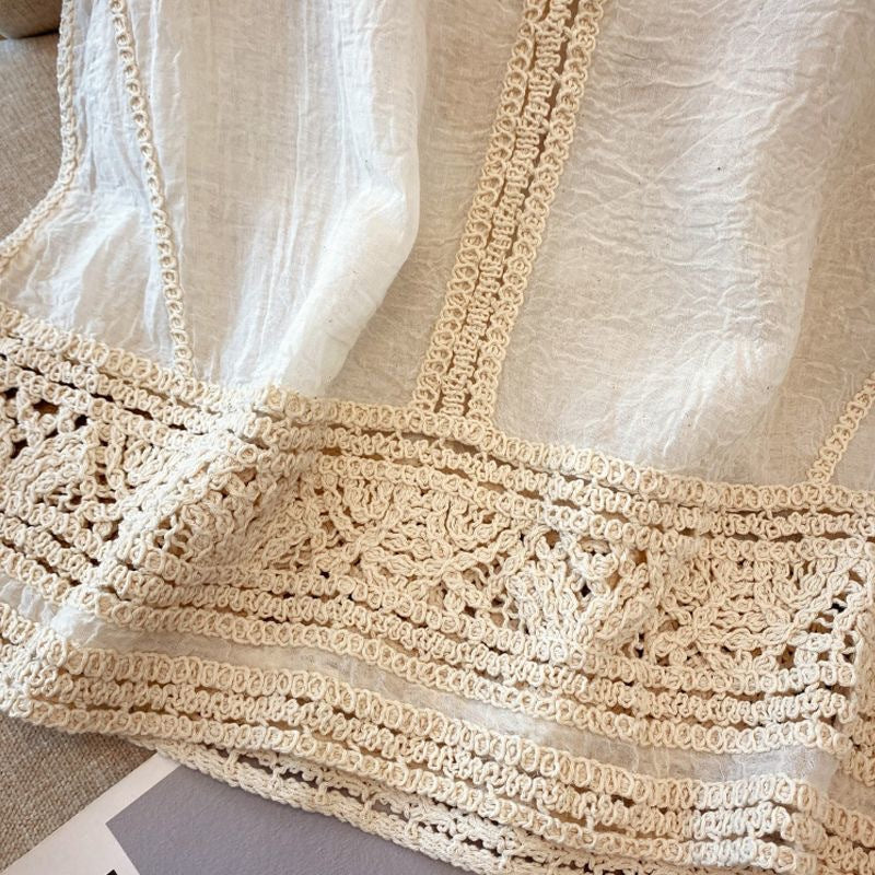 Summer Women's Crochet Lace Patchwork Sleeveless Vest Top – Elegant Hollow-Out Lightweight Casual Blouse