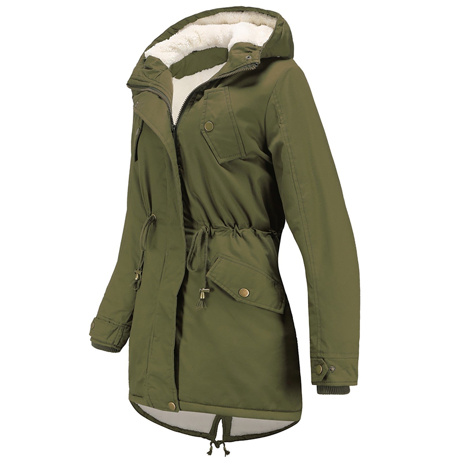Autumn & Winter New Women’s Solid Color Hooded Thick Cotton Coat